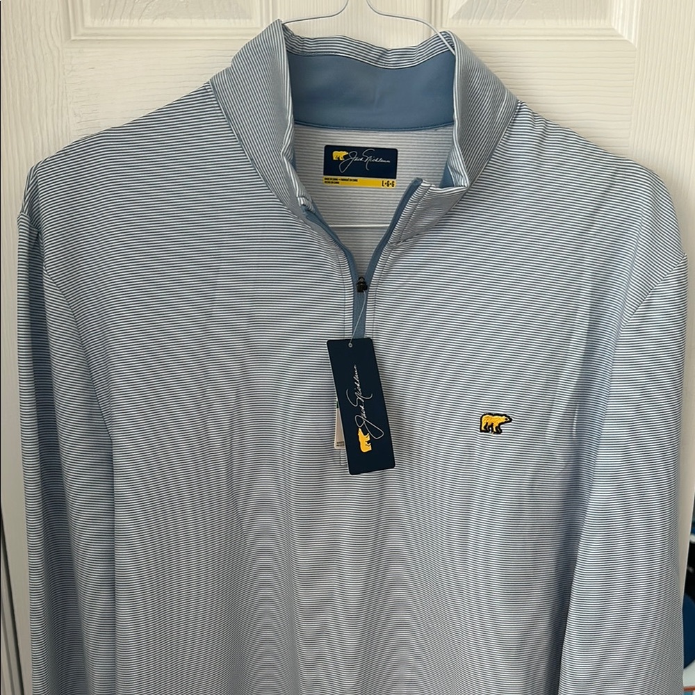 Never Worn Jack Nicklaus Sky Blue Striped Quarter-Zip (L)
